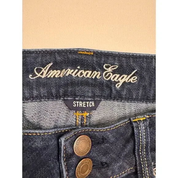 American Eagle Women's Artist Jeans Straight Crop Size 8 Dark Wash Denim 23" - Picture 2 of 3